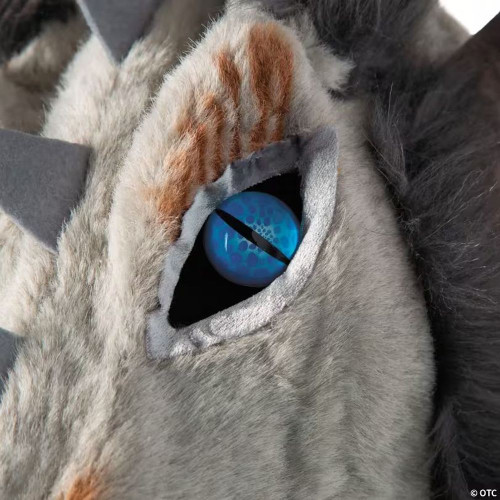 Adults Gray Dragon Moving Mouth Overhead Mask - One Size