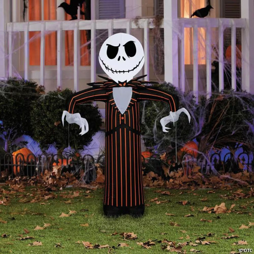 42" Airblown Inflatable Light-Up The Nightmare Before Christmas Jack Skellington With Orange Pinstripe Outdoor Decoration