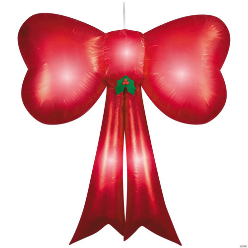 54" Airblown Inflatable Hanging Red Sequin Christmas Bow Outdoor Decoration