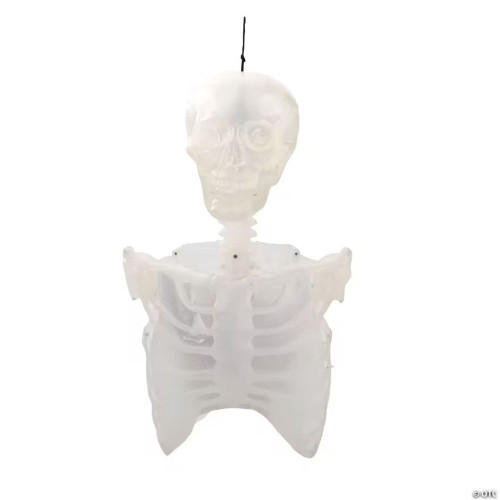 12 1/4" Light-Up Hanging Skeleton Torso With Fire Flashing Halloween Decoration
