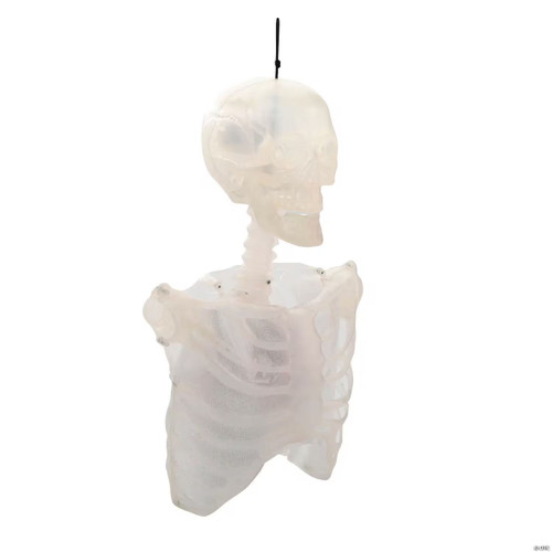 12 1/4" Light-Up Hanging Skeleton Torso With Fire Flashing Halloween Decoration