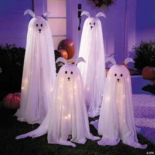 Light-Up Standing Ghostly Dogs Halloween Decoration - Set Of 4