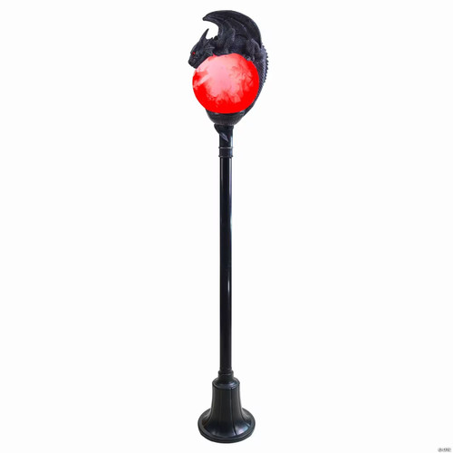 6 Ft. Light-Up Flaming Dragon Lamp Post With Sound Halloween Decoration