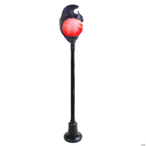 6 Ft. Light-Up Flaming Dragon Lamp Post With Sound Halloween Decoration