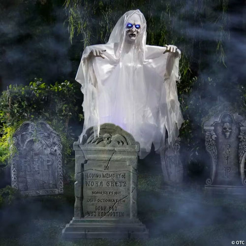 6 Ft. Ghost Woman Over Tombstone Halloween Decoration