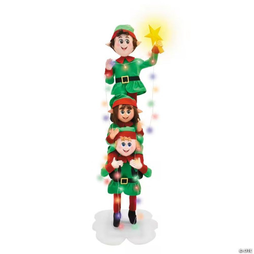 6 Ft. 5 3/4" Light-Up Led Elf Stack With Sound Indoor & Outdoor Christmas Decoration