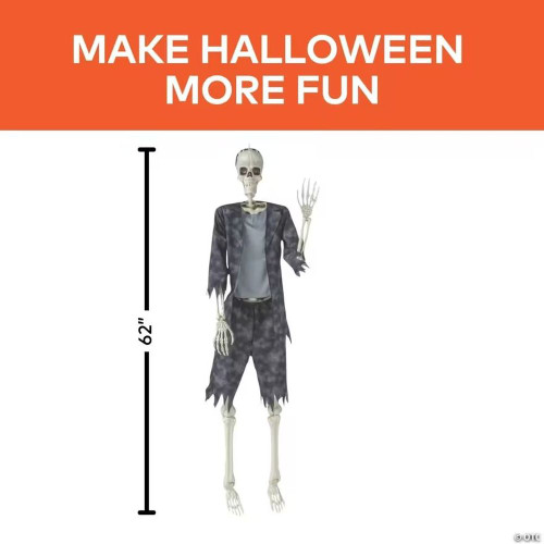 6 Ft. 2" Standing Franky Skeleton Halloween Decoration