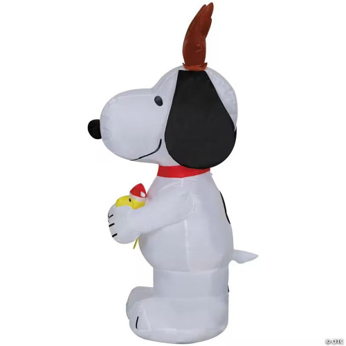 4 Ft. Airblown Inflatable Peanuts Christmas Snoopy With Antlers Outdoor Yard Decoration