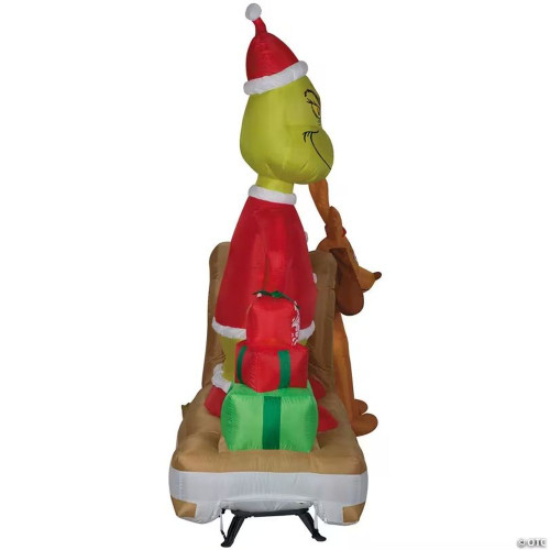 6 Ft. Airblown Inflatable Dr. Seuss How The Grinch Stole Christmas Grinch & Max With Sled Outdoor Yard Decoration