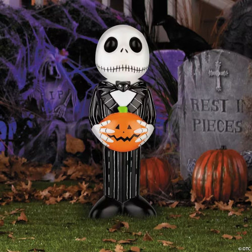 24" Light-Up The Nightmare Before Christmas Jack Skellington With Pumpkin Blow Mold Plastic Outdoor Decoration