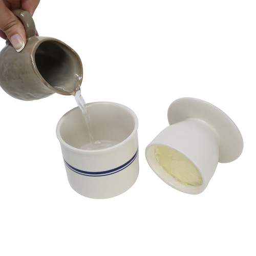 Roots & Harvest Traditional Stoneware Butter Keeper Ceramic Crock