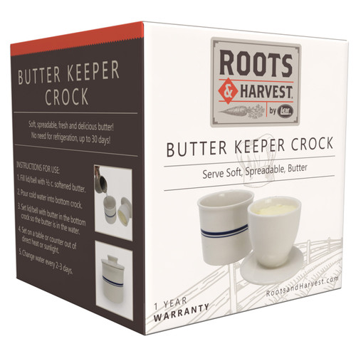 Roots & Harvest Traditional Stoneware Butter Keeper Ceramic Crock