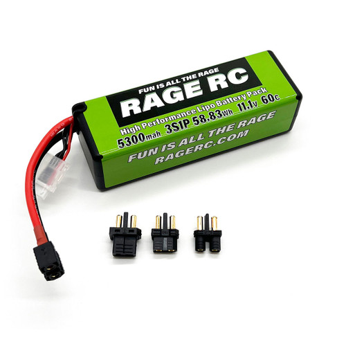 HRP Rage R/C 5300Mah 3S 11.1V 60C Hard Case Lipo Battery W/Uni Connector