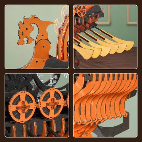 HRP Robotime Viking Dragon Ship Mechanical 3D Wooden Puzzle