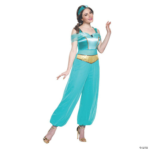 Disguise Women's Jasmine Deluxe Adult Sized Costume, Turquoise, M 8-10 US