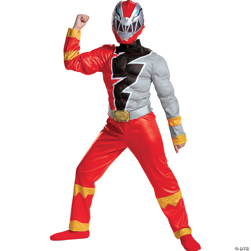 Red Ranger Muscle Costume for Kids, Official Power Rangers Dino Fury Outfit with