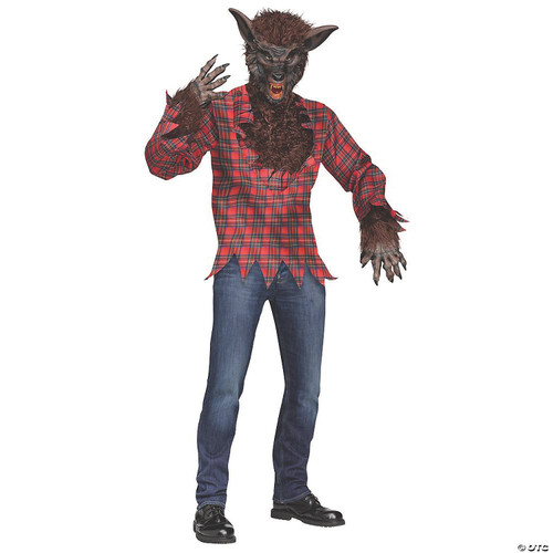 Fun World Men's Brown Werewolf Adult Costume, brown, STD. Up to 6' / 200 lbs. -