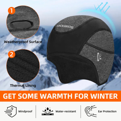 Rockbros Windproof Winter Hat Under Helmet Liner Cycling Caps In Black Pack Of 2