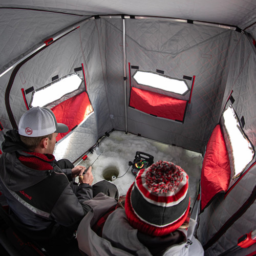 Eskimo Ice Fishing Eskape 2400 Two Person Side Door Sled Shelter Red/Black