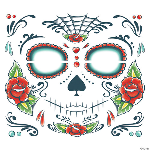 Sugar Skull Temporary Face Tattoo