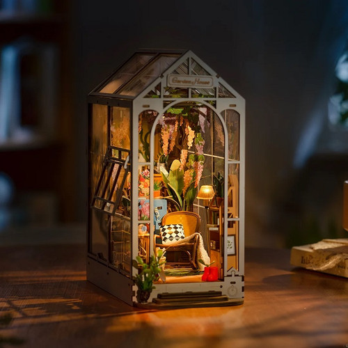 HRP Robotime Rolife Holiday Garden House Diy Book Nook Shelf Insert