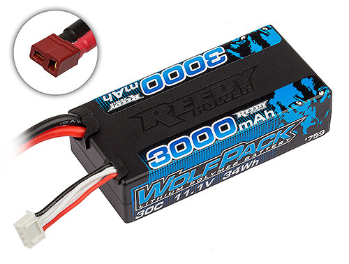 New Team Associated Reedy Wolfpack Lipo 3000Mah 30C 11.1V Shorty, T-Plug