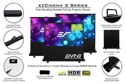 New Elite Screens ezCinema 2 Manual Floor Pull Up Projector Screen 84" 16:9