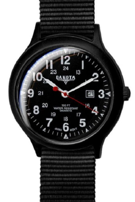 Dakota Watch Company 7763-2 Ultra Light Field Black Large Wristwatch