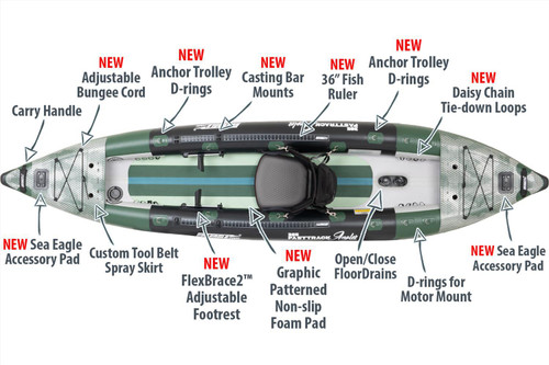 Sea Eagle 385FTAK_FR FastTrack Angler Inflatable Swivel Seat Fishing Rig Package