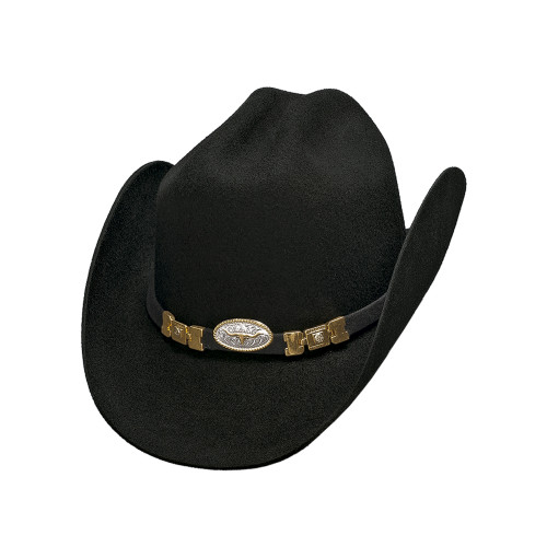 Montecarlo Kids El Jugueton Wool Felt Cowboy Hat, Black, Elastic OSFM Small