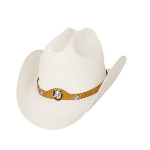 Montecarlo Kids El Llanerito Linen Straw Cowboy Hat in Off White, Elastic OSFM