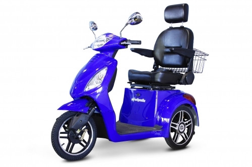 E-Wheels 3 Wheel Elite Power Scooter with Electromagnetic Brakes - Blue
