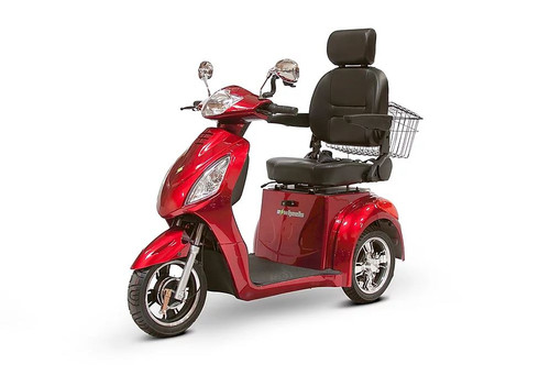 E-Wheels 3 Wheel Elite Power Scooter with Electromagnetic Brakes - Red