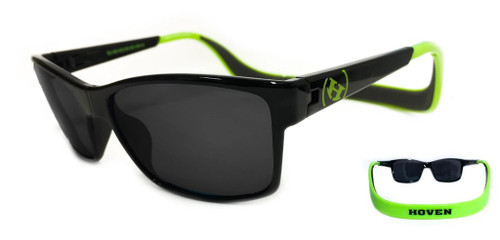 Hoven Monix Black-Bright Green Gloss-Grey/Grey Polarized Sunglasses