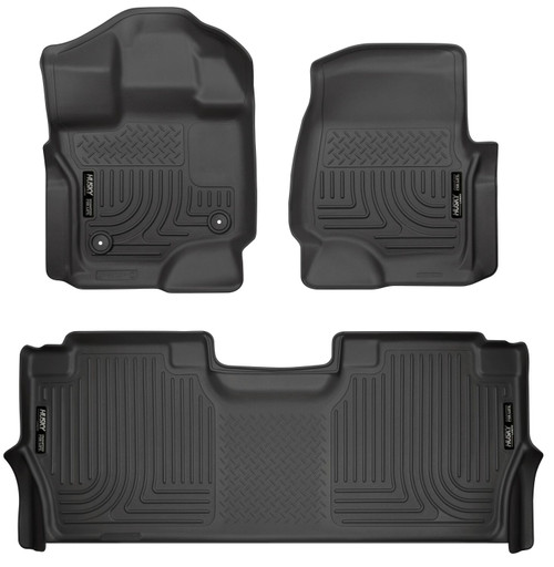 Husky Liners Weatherbeater Front & 2nd Seat Floor Liners Fits 2021 Ford Black