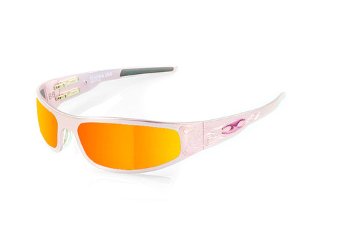 ICICLES Baby Bagger Orange Mirror Lens Sunglasses with Pink Flames Frame