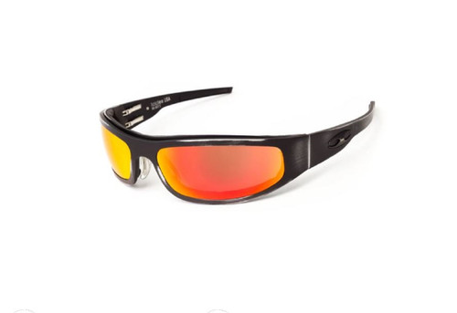 ICICLES Baby Bagger Polarized Mirror Orange Lens Sunglass Distressed Frame