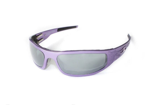 ICICLES Baby Bagger Transition Mirror Silver Lens Sunglass Purple Flame Frame