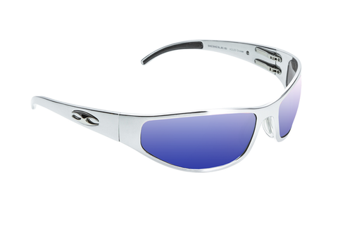 ICICLES Bagger Blue Mirror Lens Sunglasses with Flat Chrome Frame