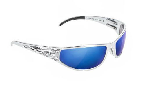 ICICLES Baggers Blue Mirror Lens Sunglasses with Chrome Flame Frame