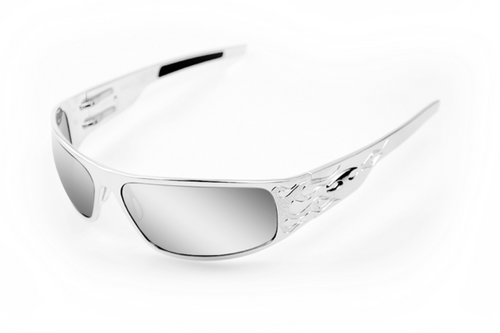 ICICLES BDB-S-03-C Big Daddy Bagger Silver Lens Sunglass with Chrome Flames