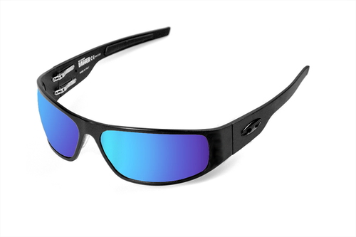 ICICLES Big Daddy Bagger Blue Lens Sunglasses with Matte Black Flat Frame