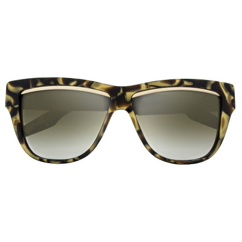 IVI Eyewear Dusky Polished Tigers Eye Brushed Gold Framed Sunglasses