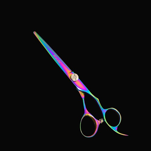 Kashi CB-912CR Rainbow Titanium Japanese Cobalt Steel Cutting 5.5" Hair Shears