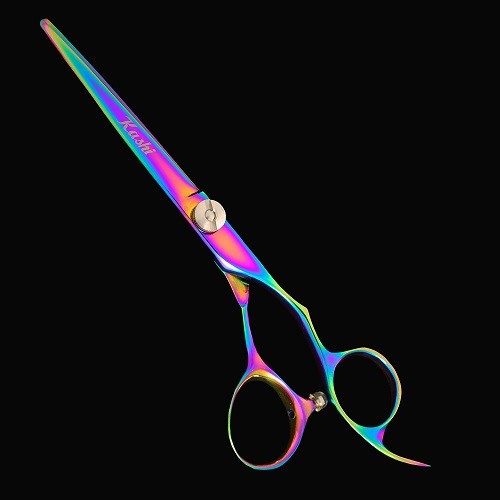 Kashi CB-912FR Rainbow Titanium Japanese Cobalt Steel Cutting 7" Hair Shears