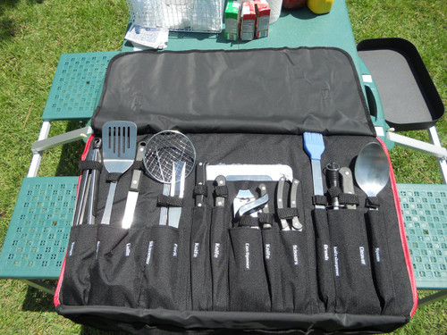 King Kooker 1660 16-Piece Stainless Steel Tailgaiting Utensil Set w/ Carry Case