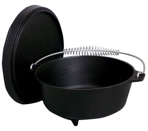 King Kooker CI8SCF Pre-Seasoned Cast Iron Outdoor Dutch Oven w/ Feet, 8-Quart