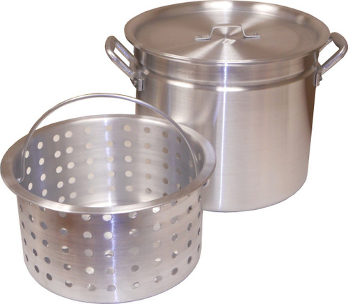 King Kooker KK100R Heavy Duty Aluminum Rimmed Boiling Pot w/ Basket, 100-Quart