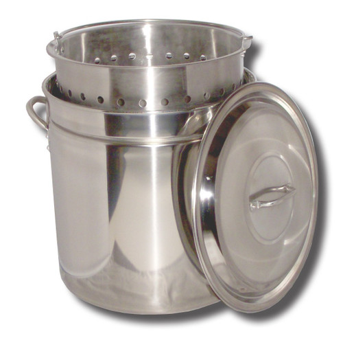 King Kooker KK36SR Stainless Steel Boiling Pot w/ Basket & Steam Ridge, 36-Quart