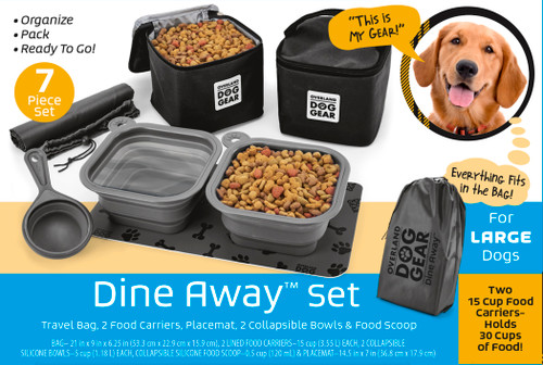 Mobile Dog Gear Dine Away Dog Travel Bag for Medium and Large Dogs Black